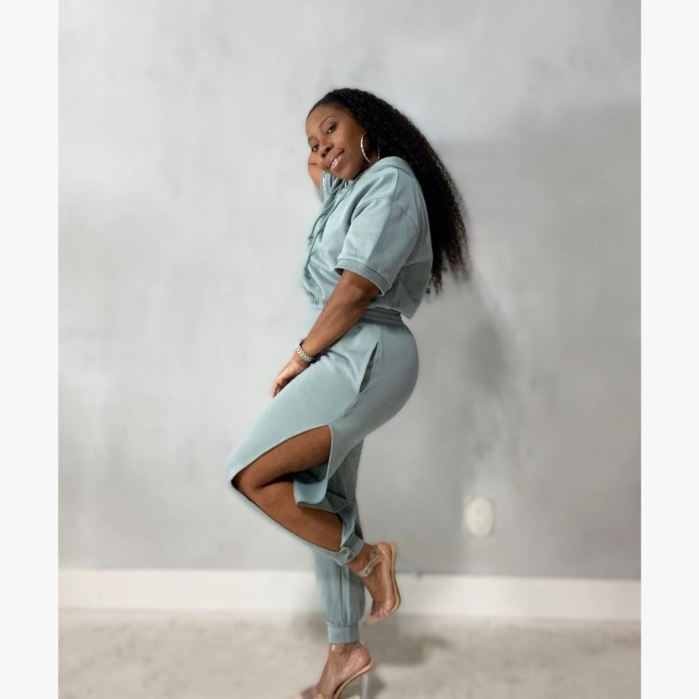 (NWT) Side Slit Jogger & Hoodie Set - Blue